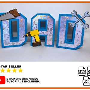 Día del Padre Letras del Alfabeto 3D A-Z 0-9 Plantilla troquelada papá Día del Padre SVG SIN puntuación letras SVG 3D para Cricut Silhouette Cameo