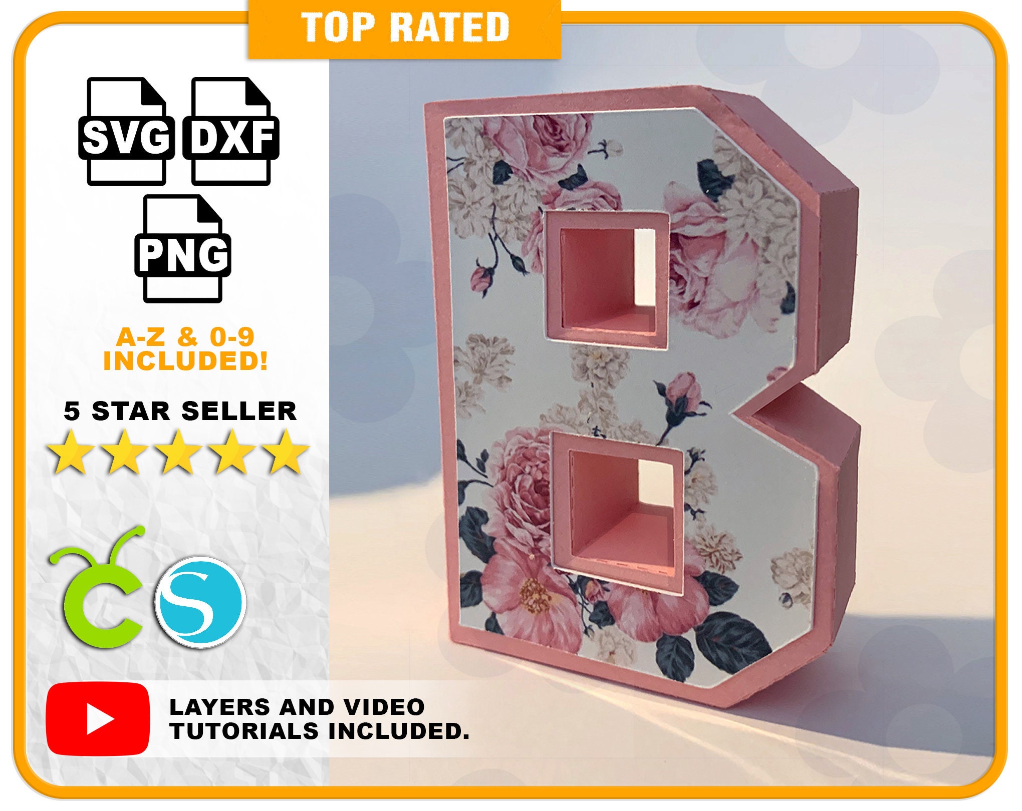 Gamer 3D Letter 6 Premium Cardstock Block Letter Gamer 