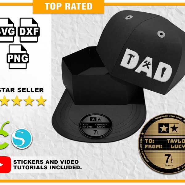 Baseball Cap Box SVG-bestand 3D Gift Box Favor Box Favor SVG Template DXf PNG voor Cricut Silhouette Cameo bevat score en geen score-opties