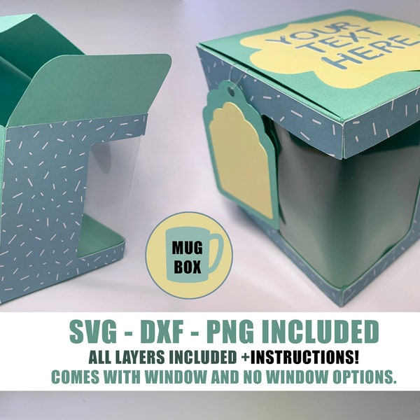 Mug gift box SVG Cup box SVG template 3D Svg 3d letters for Cricut Silhouette Cameo Laser cutting machine PDF