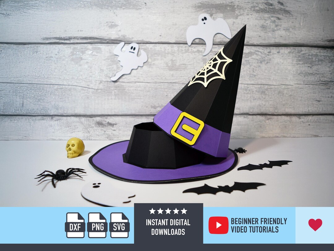 Witch Hat Gift Box SVG File for Cricut and Silhouette Halloween SVG 3D ...