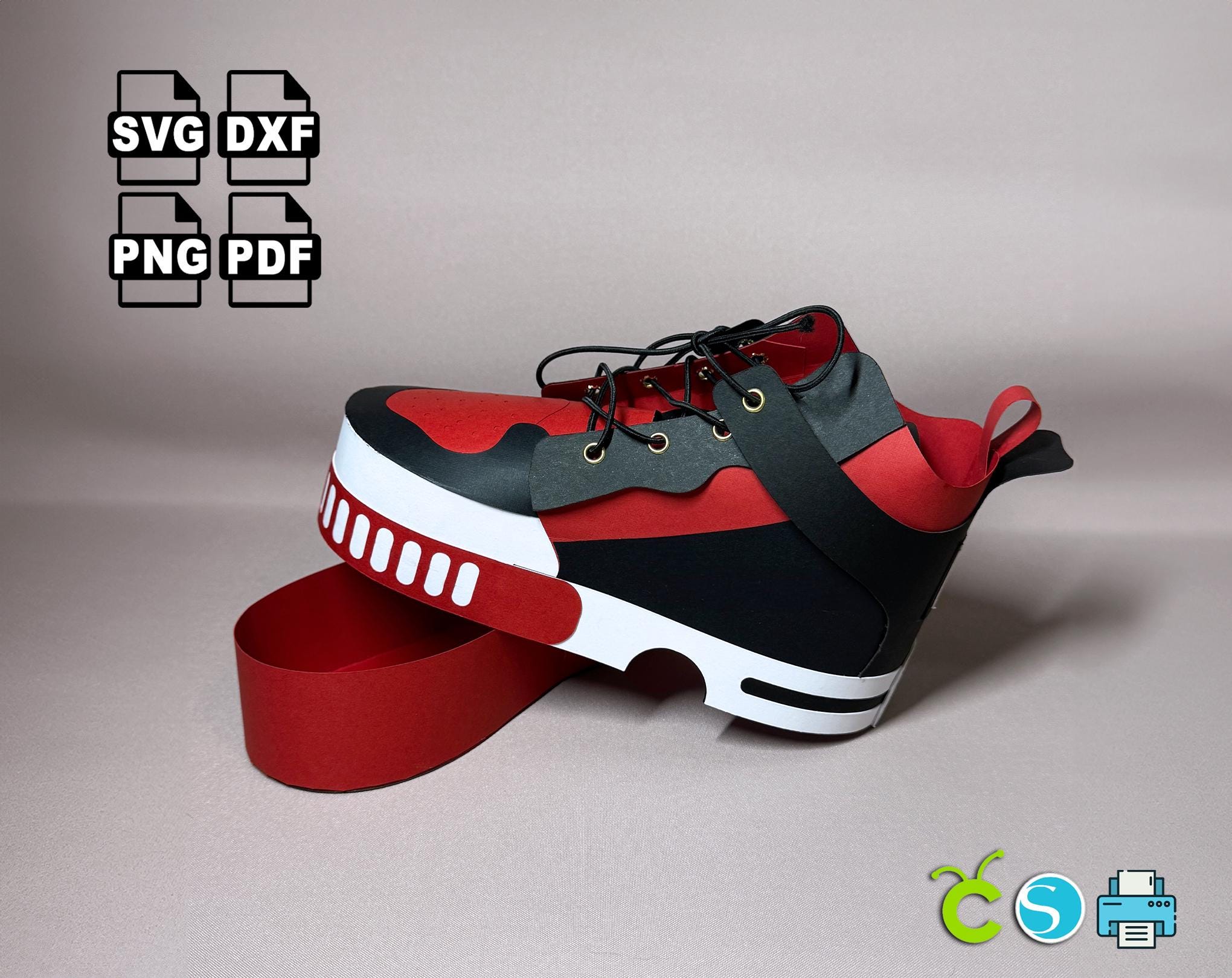 3D Sneaker Gift Box svg 3D Sneaker Box Trainer Gift Box Paper Sneaker for Cricut and Silhouette 3D Shoe Box Cricut Favor Box