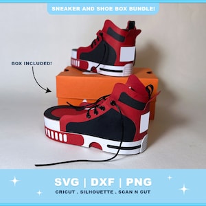 3D sneaker geschenkdoos en schoenendoos svg bundel 3D sneaker doos trainer geschenkdoos voor Cricut en Silhouette 3D schoenen schoen geschenkdoos SVG Cricut