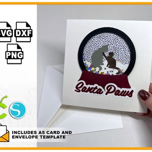 Santa Paws Christmas Card SVG voor Cricut en Silhouette Christmas SVG Files Cricut Card Making Projects 3d SVG File