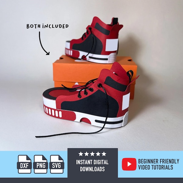 3D Sneaker Gift Box and Shoe Box svg Bundle 3D Sneaker Box Trainer Gift Box for Cricut and Silhouette 3D Shoes Shoe Gift Box SVG Cricut