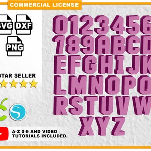 3D alfabet letters A-Z 0-9 3D brief SVG voor cricut bundel gestanst sjabloon GEEN scorende cricut project silhouet SVG cameo laser SVG