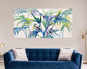 Colorful palm tree- Hand made, Original art, Print on canvas, Modern paint, Fine art