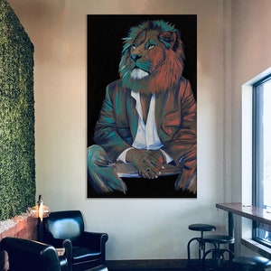 Lion man 2- Original art, Hand made, Print on canvas, Modern paint, Fine art, Surrealism