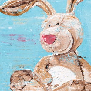 Blue Bunny - PRINT ON CANVAS, Original art, Hand made, Pop art, Modern paint, Acrylic painting