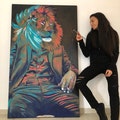 Lion man 1- Original art, Hand made, Print on canvas, Modern paint, Fine art, Surrealism product logo