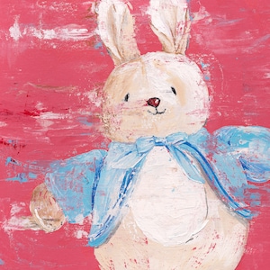 pink bunny - PRINT ON CANVAS, Original art, Hand made, Pop art, Modern paint, Acrylic painting
