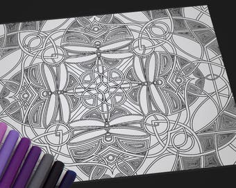 Coloriage Adulte Coloriage Feuille Coloriages Imprimables Etsy