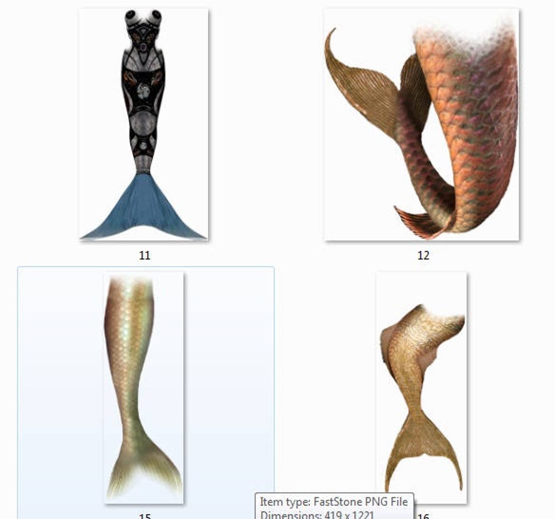 25 Mermaid Tails PNG Overlay Fantasy Photography Etsy