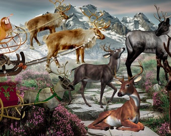 Digital Christmas deer Reindeer Photoshop overlay Winter backdrop Animal PNG isolated Fairy background landscape Magic Fantasy Photography