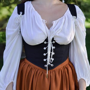 Reversible Linen Underbust Corset, Ren Faire Bodice, Plus Size