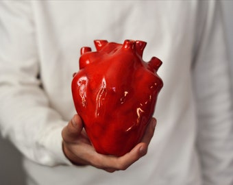Express your love with  red anatomical heart vase
