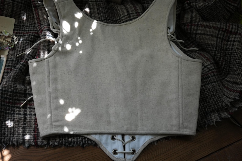 Linen renaissance fair medieval corset, ren faire corset top XS-4XL immagine 4