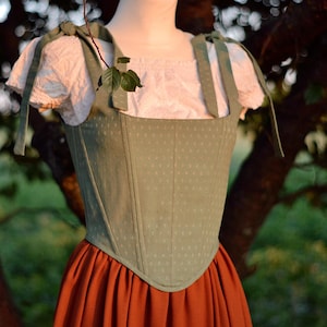 Green Cotton Renaissance Faire Corset Top: Medieval Renfaire Fairycore Bodice