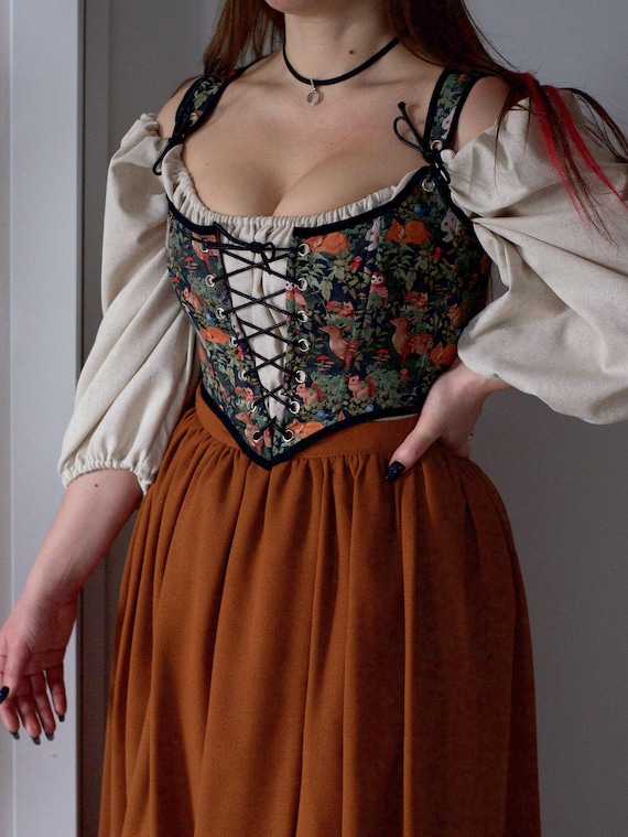 Renaissance fair corset top, ren faire corset  XS-4XL, 100% cotton