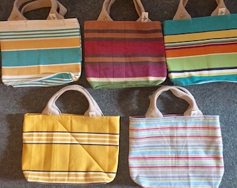 Sac à lunch en tissu rayé fait main