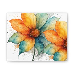 Vibrant Floral Canvas Art, Bright Wall Decor, Colorful Flower Print for Home