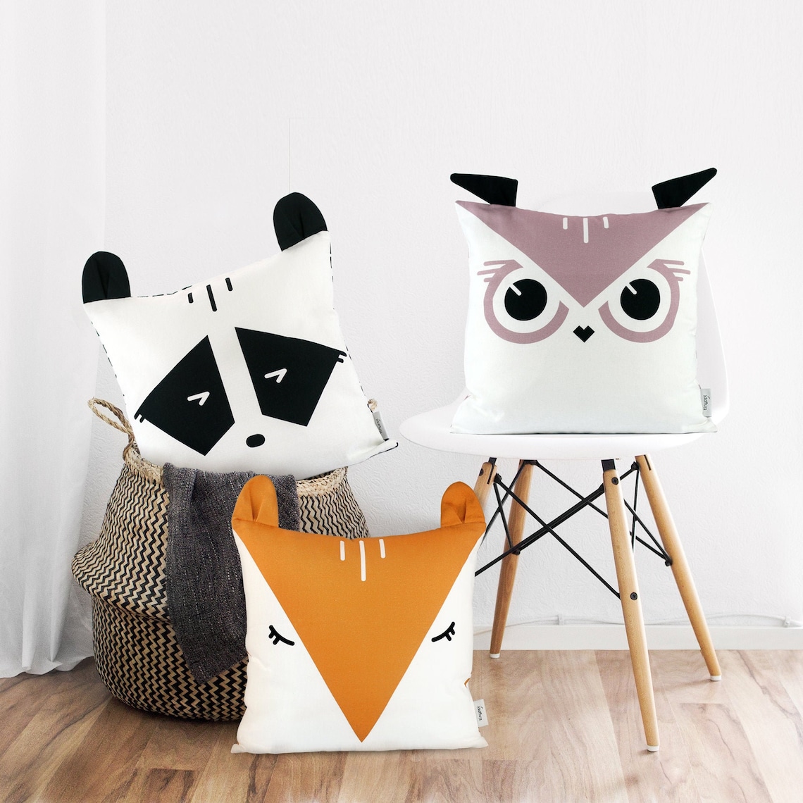 Animal pillow case Kids cushion Covers Organic Cotton Fox Etsy