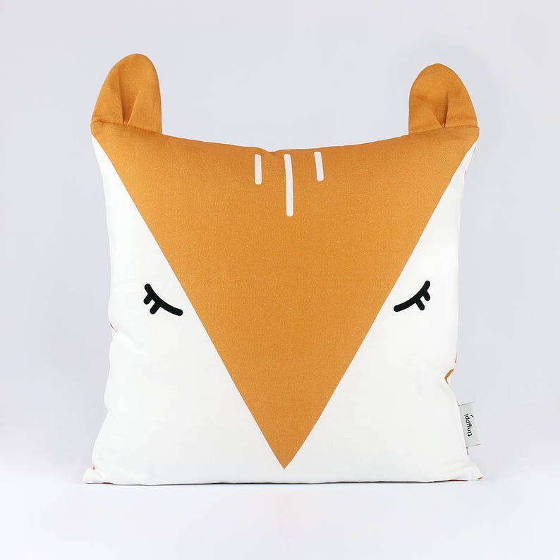 Animal pillow case Kids cushion Covers Organic Cotton Fox Etsy