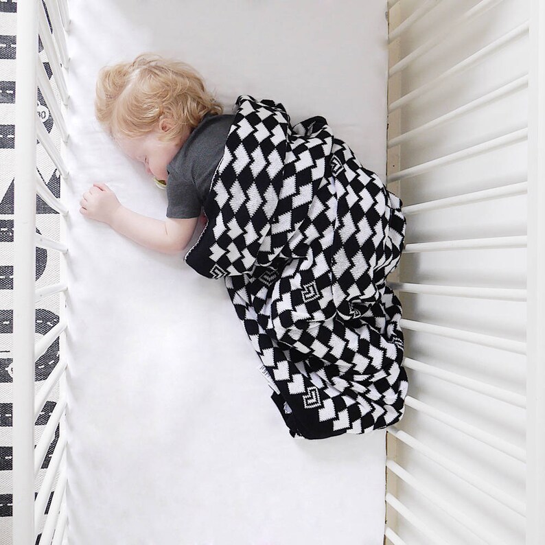 Luxury Baby Blanket Black and White Baby Blanket Monochrome Etsy