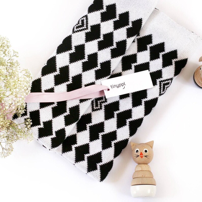 Luxury Baby Blanket Black and White Baby Blanket Monochrome Etsy