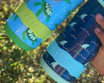 Personalized Silicone Baby Bottle label | Water bottle band | Bottle name tag | Wavy Engraved Bottle Band | Personalized | Daycare Label