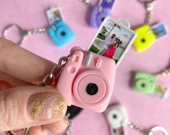 Mini camera keychain and your own personalized photo. Camera keychain with pull out picture. Best friend gift. Retro. Camera lover .