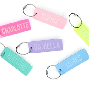 Back pack name tag . Lunch bag tag . Luggage tag . Keychain name tag . Name tag for bag . sports bag tag . Bag tag . ENGRAVED tag .