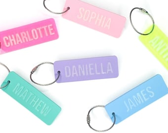 Back pack name tag . Lunch bag tag . Luggage tag . Keychain name tag . Name tag for bag . sports bag tag . Bag tag . ENGRAVED tag .