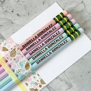 Engraved Personalized Pencils - Pastel colors, soft Ticonderoga #2 Pencils - Back to school supplies - Custom Engraved Pencils -
