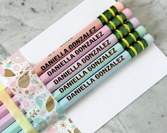 Engraved Personalized Pencils - Pastel colors, soft Ticonderoga #2 Pencils - Back to school supplies - Custom Engraved Pencils -