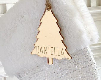 Custom Christmas Stocking Tag, Personalized Family tag - Xmas Ornament, Holiday stocking stuffer, stocking name label,