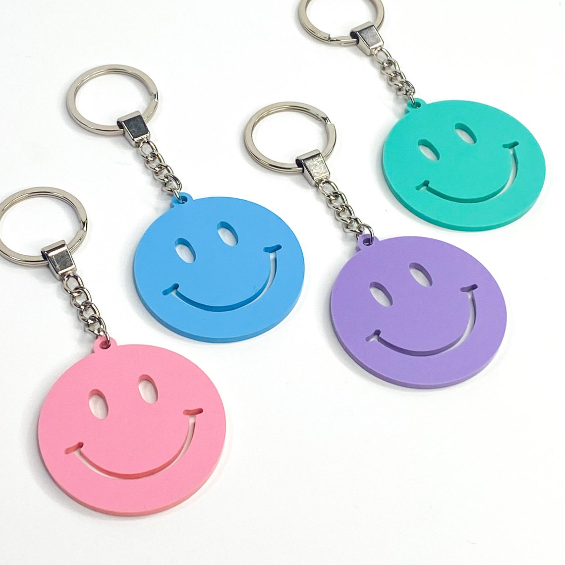 Smiley Face Keychain Happy Face Keychain Smiley Bag Tag Etsy