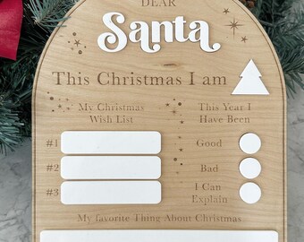 Dear Santa Dry Erase Christmas Board, Dear Santa Board, Reusable Christmas Sign, Christmas photo prop. Reusable Santa List