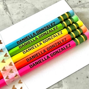 Engraved Personalized Pencils - NEON colors, soft Ticonderoga #2 Pencils - Back to school supplies - Custom Engraved Pencils -