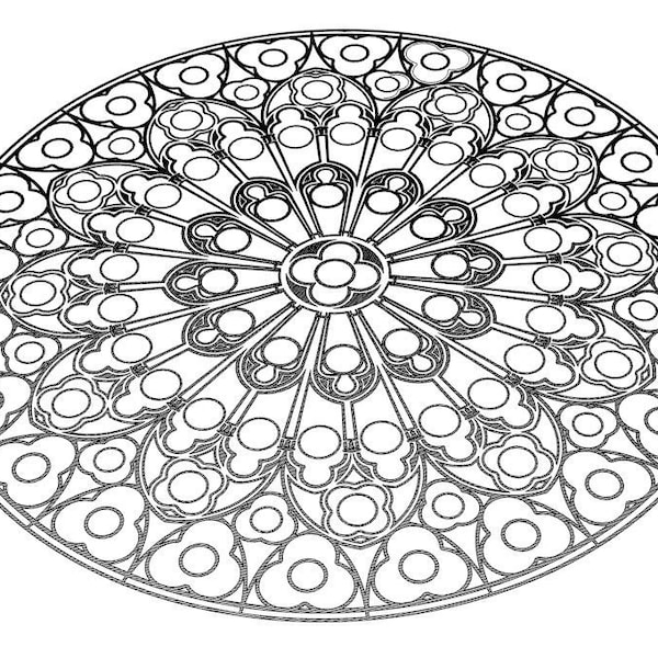 The south gothic rose window from Cathédrale Notre Dame de Paris (vector graphic)