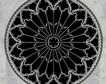 The main gothic rose window from Cathédrale de Reims (vector graphic)