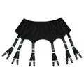Solid-color 6 Straps Cloth Garter Belt with Adjustable Dual Suspenders 12 Metal Clasps for Thigh-High Stockings