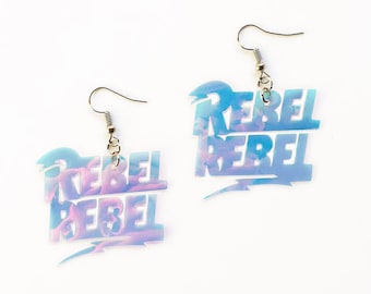 Rebel Rebel earrings - Lightning bolt earrings - Ziggy stardust jewel - David Bowie earrings - Holographic earrings - Gift for her