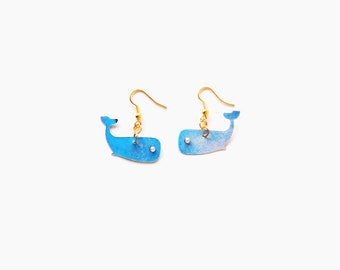 Tiny whale earrings - Sea lovers earrings - Trending jewelry - Little Blue whale jewelry - Novelty baby whale earrings - Gift for her