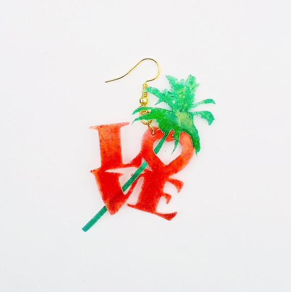 Tropical love earrings - Polyamory earrings - Trending jewelry - Cool palm jewelry - Rockabilly Jewelry - Novelty earrings - Love earrings