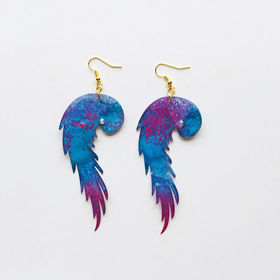 Parrots earrings - Parrots drops earring - Trending jewelry - Feather Jewelry - Design accessory - Novelty earring - Gift for her - Feathers