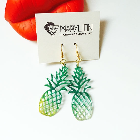 Piña pendientes tropicales Joyas de piña Rockabilly - Etsy