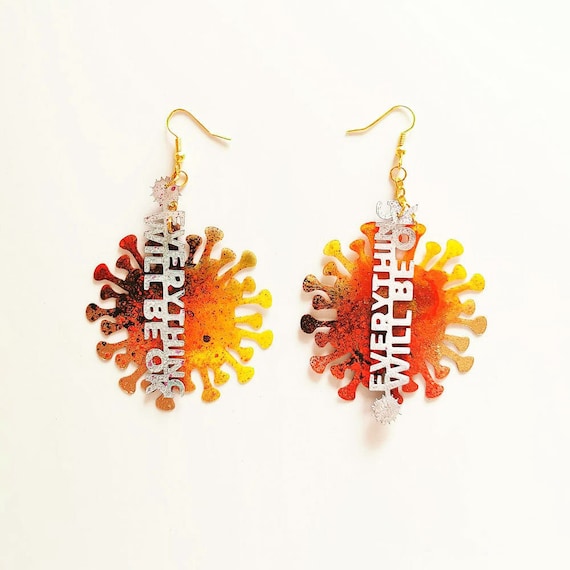 Everything will be ok - Retro large earrings - Trendy accessories - Gifts for her