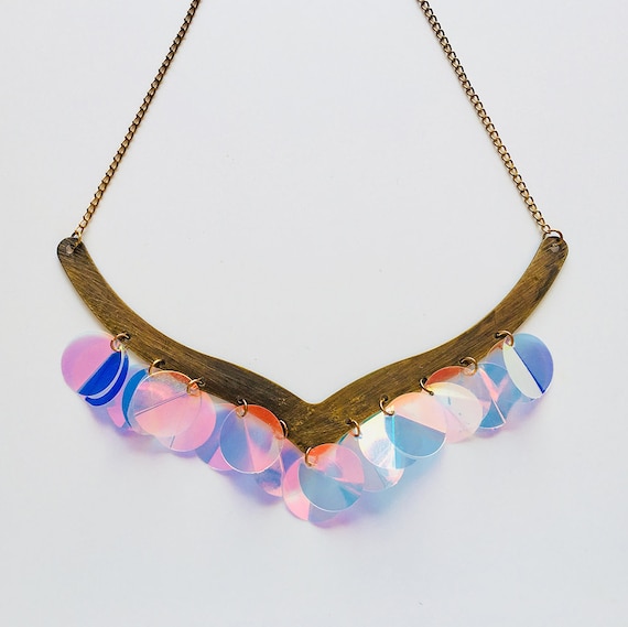 Reflection of the sunlight on water necklace - WOW necklace - Hologram sequin jewelry - Hologram festival jewel - Gift for her - Accessory