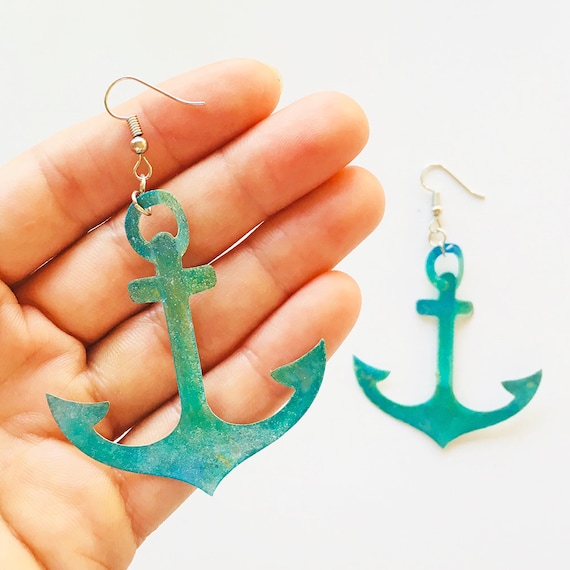 Anchor earrings - Nautical jewelry - Shell earrings - Nautical earrings - Beach earrings - Gift for her - Fashion earrings